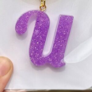 Beautiful Purple Glitter “U” Keychain